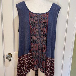 Navy/Maroon Lucky Brand Sleeveless Top